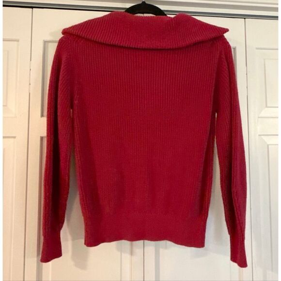 Loft cotton pink quarter ribbed pullover sweater small petite - Picture 10 of 10